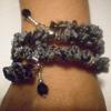 Memory wire bracelet with snowflake obsidian chips and silver metal bead accents. The memory wire makes it a "one size fits all".  Other stones are available too. 20.00
